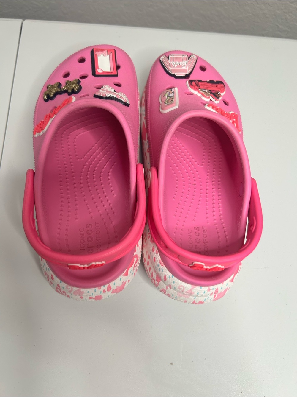 Crocs Kids Barbie Platform Clogs Pink Jibbitz Charms Girls - Picture 3 of 8